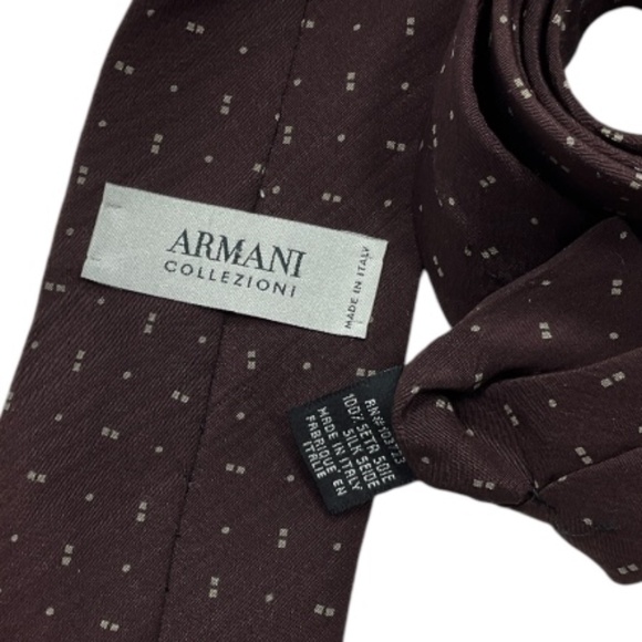 ARMANI COLLEZIONI Brown Geometric Silk LUXURY Tie ITALY - Picture 4 of 5